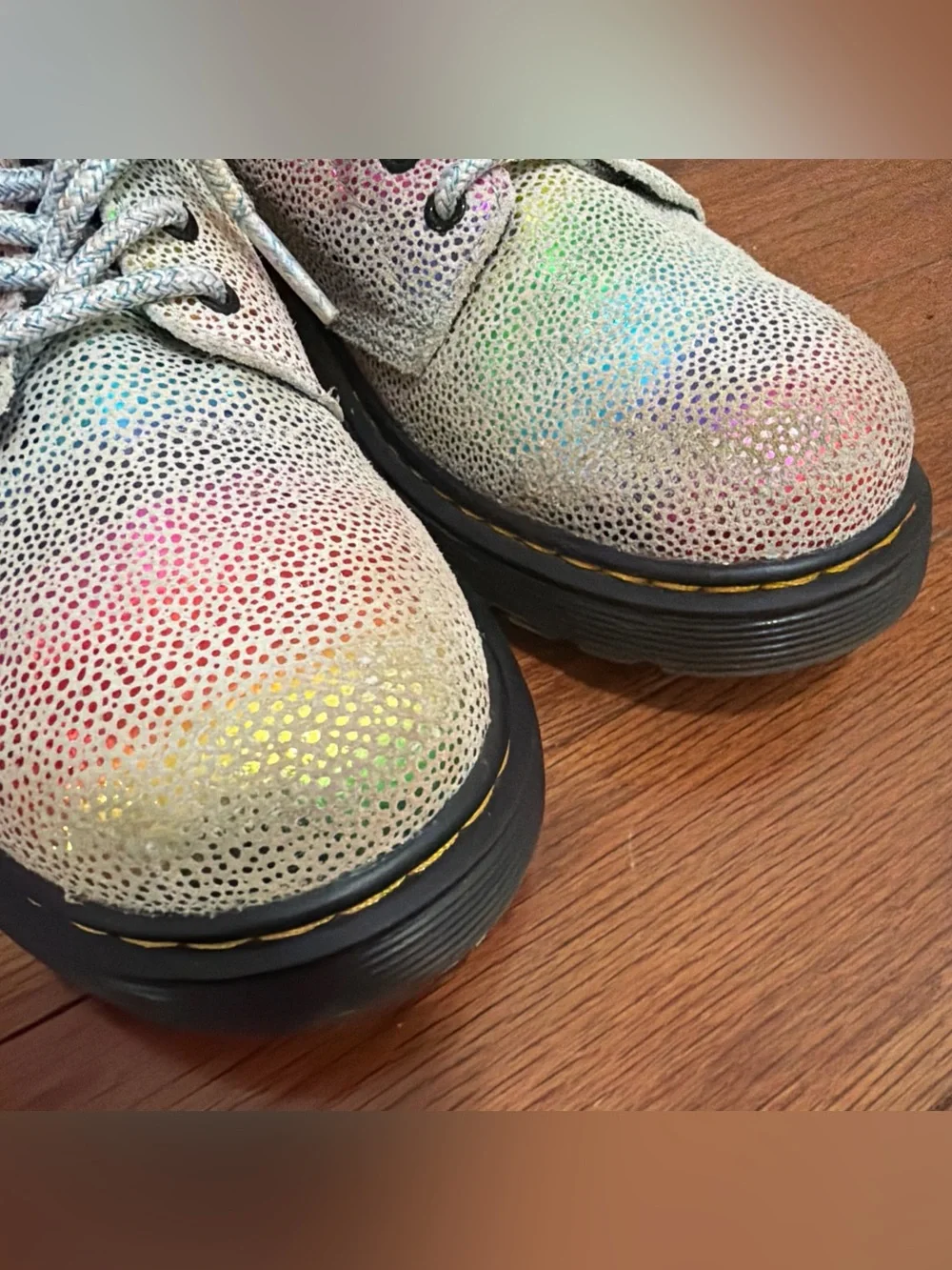 Dr. Martens 1460 Pascal T Girls  Rainbow Glitter Boots Size US 3